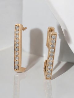 Juniper  Boucles d'oreilles minimalistes en or jaune 14 carats avec diamants de 0,25 carat