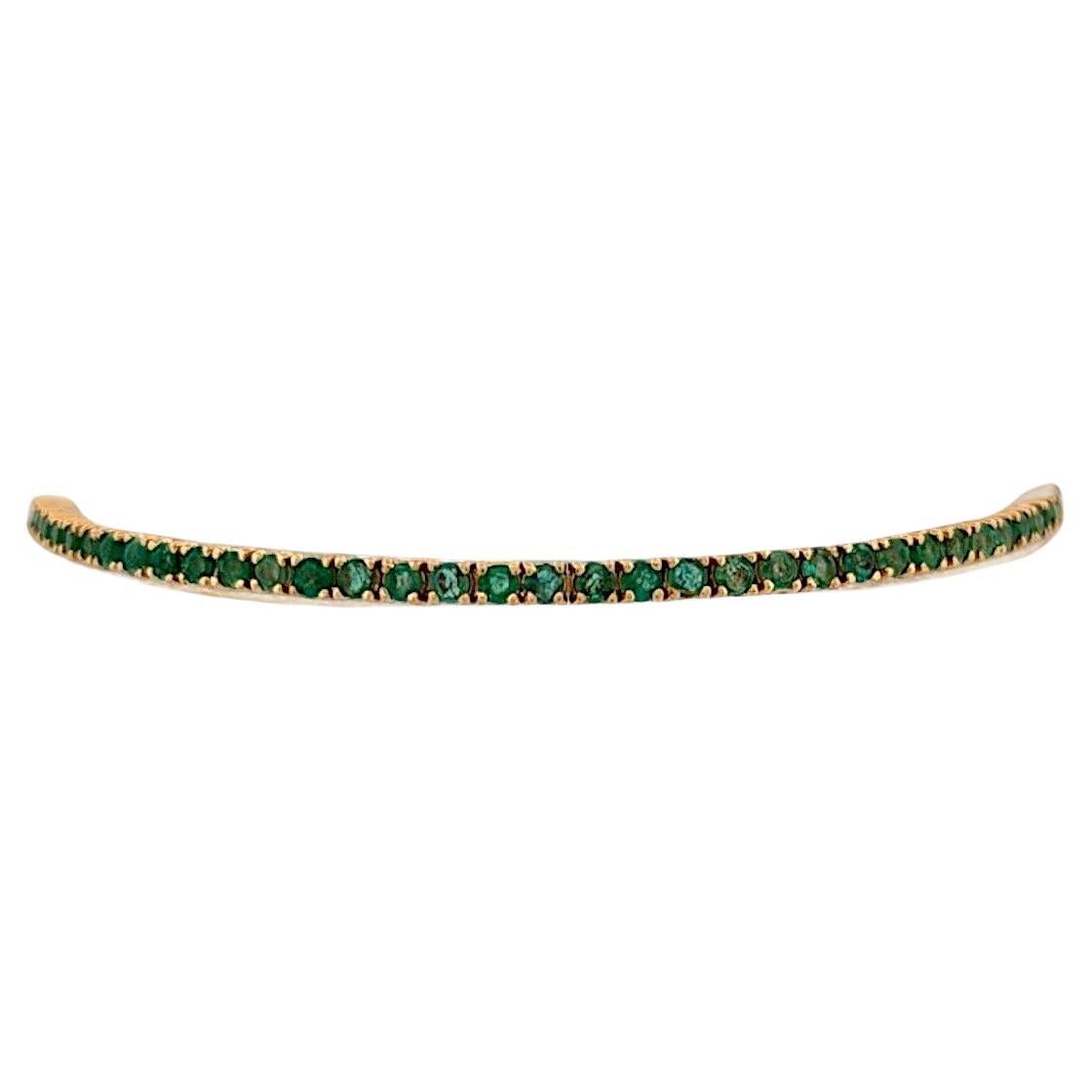 Laurier  Bracelet tennis en or jaune 14 carats avec émeraudes  2.5 CT Emeraudes rondes naturelles en vente