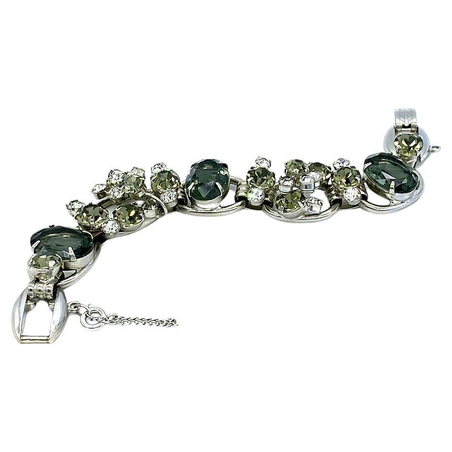 D&E Juliana, véritable bracelet en pierres de verre et diamants noirs en vente