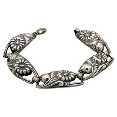 Used Art Nouveau Sterling Siver Link Bracelet