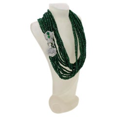 Collier multibrins avec fermoir tête de léopard en argent