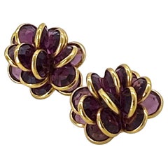 18K Gold Plated Swarovski Purple Crystal Cluster Earrings