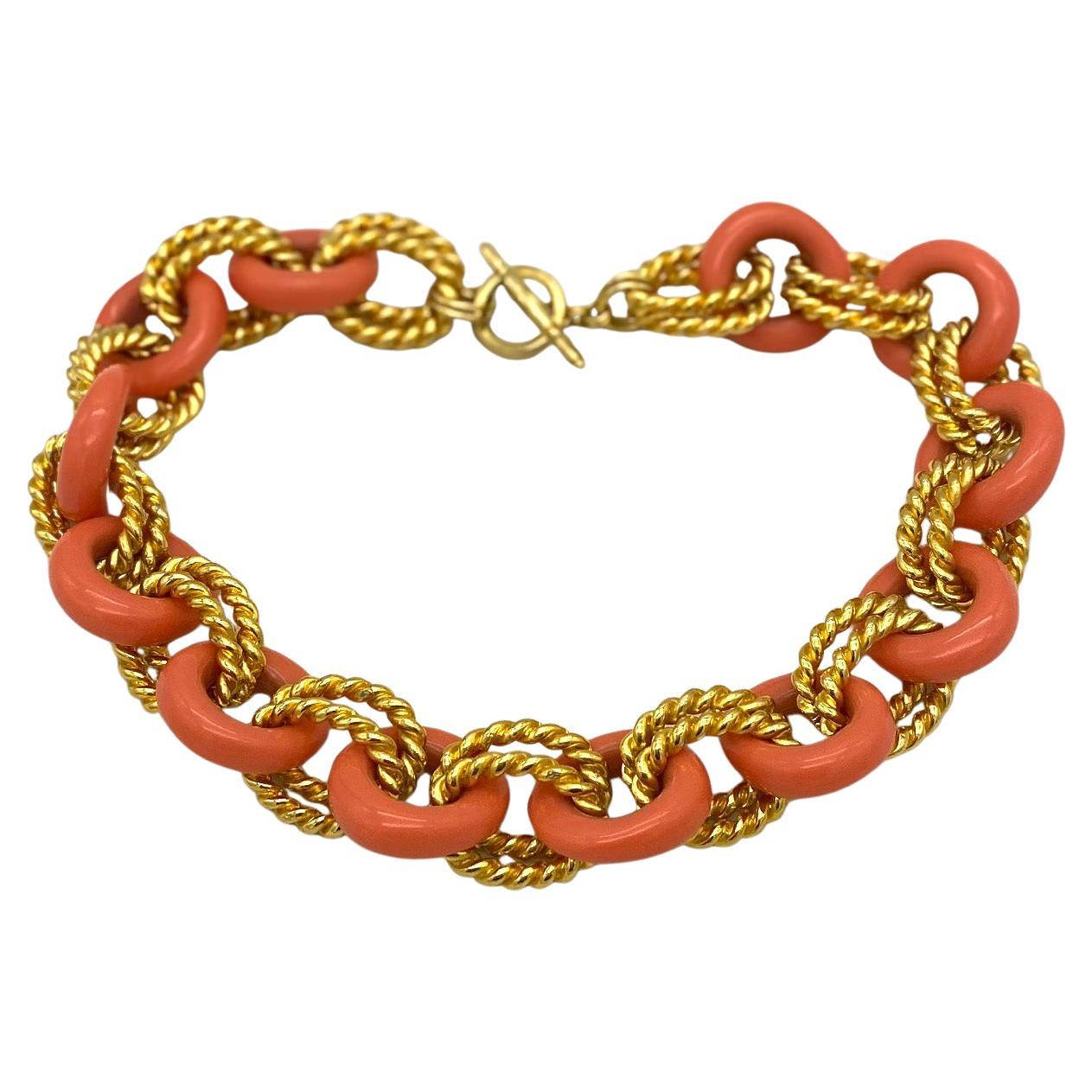 Collana A Link in oro e corallo KJL in vendita