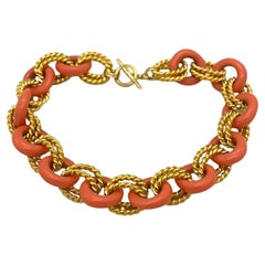 Collar de eslabones gruesos de coral y oro KJL