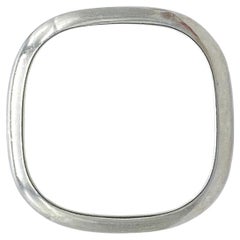 Geometric Solid Sterling Silver Bangle, 8 Inch, 33g, Modern Design