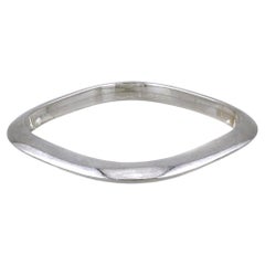 Geometric Solid Sterling Silver Bangle, 8 Inch, 33g, Modern Design