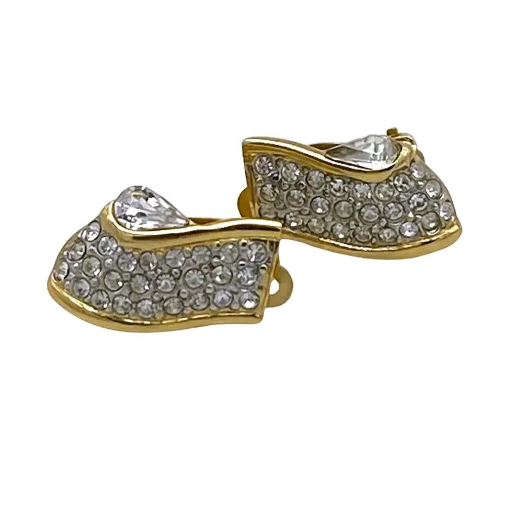 Conjunto vintage Givenchy de collar y pendientes de clip con brillantitos en tono dorado en venta 2