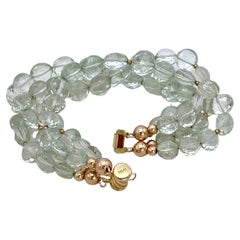 Pulsera de varias vueltas de prasiolita y oro rosa de 14 quilates