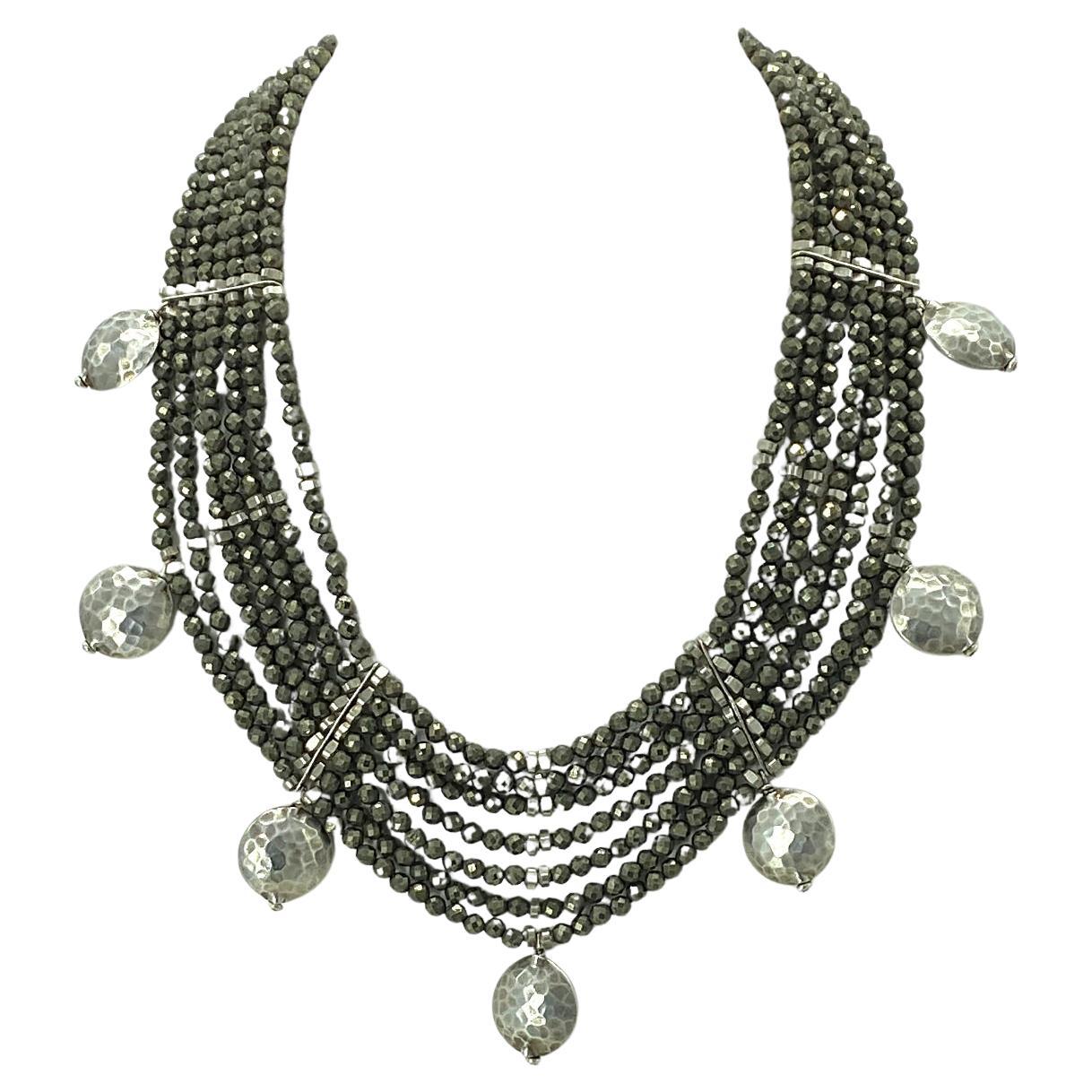 Collar de siete vueltas de pirita con colgantes Cuenta en venta