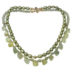 Prehnite and Gold-Filled Double Strand Necklace