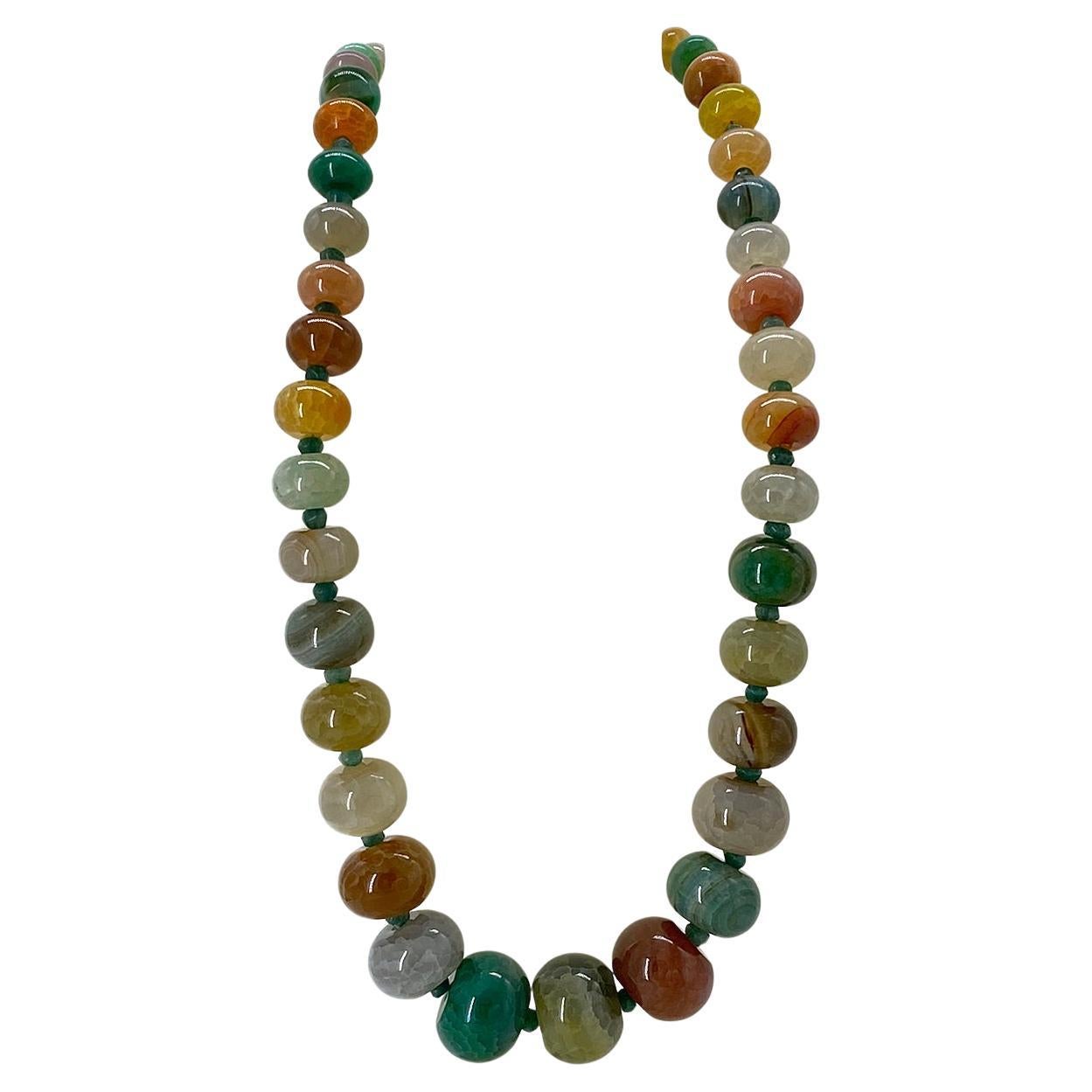 Colorful Fire Opal Gems and Sterling Silver Necklace