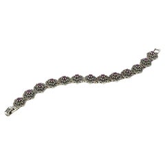 Bracciale a maglie in sterling con rubini e marcasite