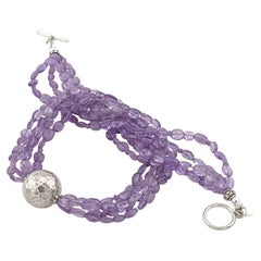 Multi-Strand Amethyst and Sterling Silver Necklace, 18 Inches Long
