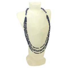 Iolite and Sterling Silver Multi-strand Necklace
