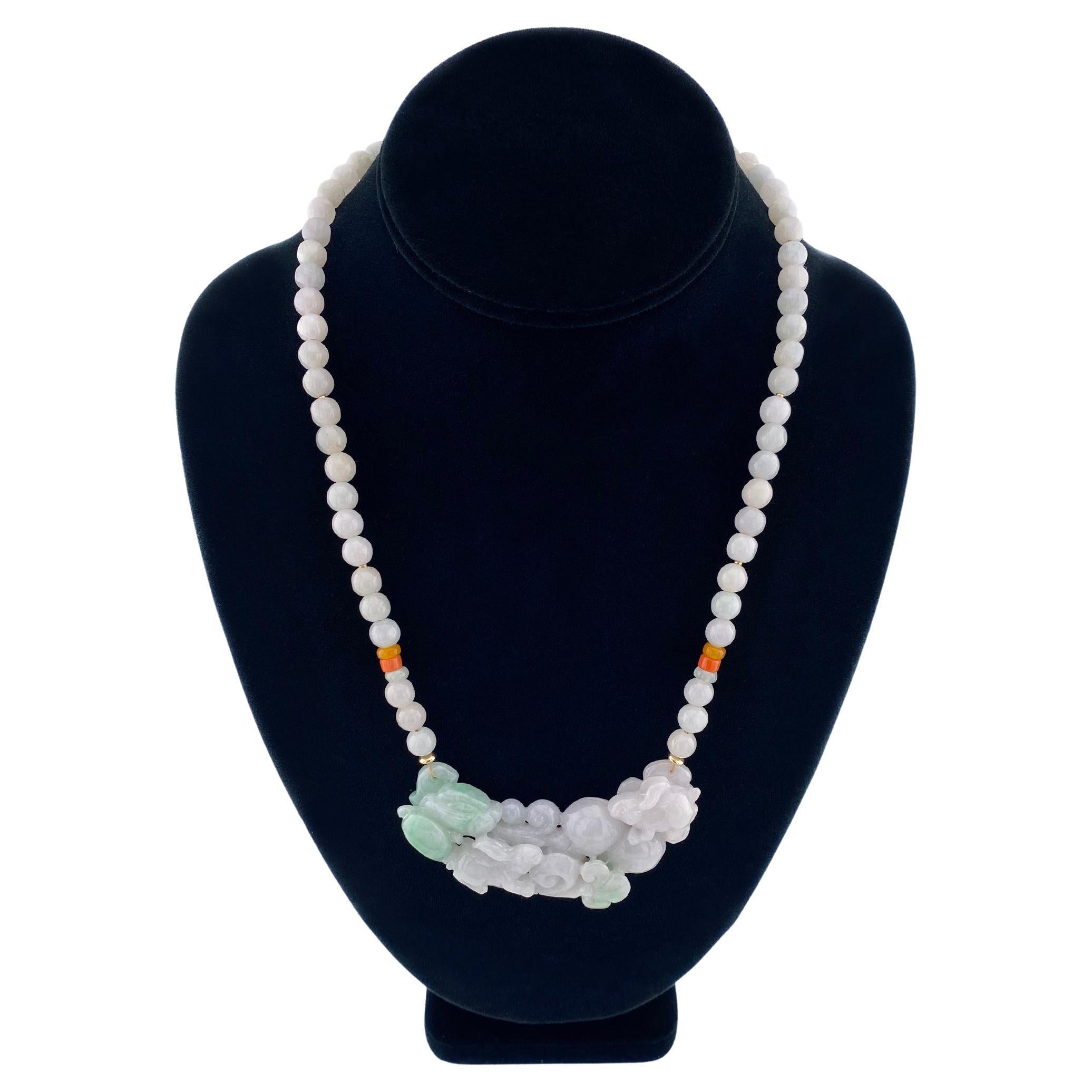 Collar y Colgante de Jadeíta Certificada de Grado A con Cierre de Oro de 14K, 20