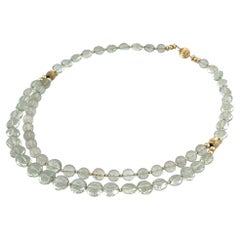 Mint Green Prasiolite Double Strand Necklace, 14K Gold Filled, 17.25 Inches