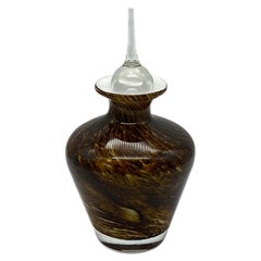 Frasco de perfume de cristal artístico marrón estilo Morano con tapón