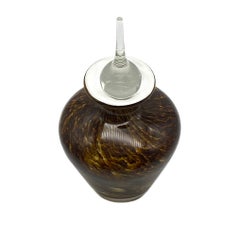 Frasco de perfume de cristal artístico marrón estilo Morano con tapón