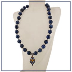 Kyanite and Labradorite Necklace with Diamond Clasp by Nouveau Boutique