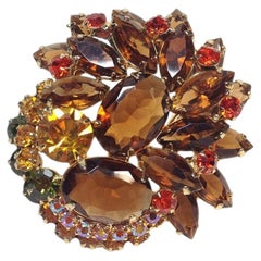 1960s DeLizza & Elster Juliana Topaz Crystal Brooch