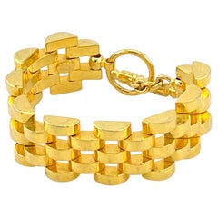 Bracelet Art déco à maillons dorés, fabriqué en Italie, longueur : 7,75 pouces