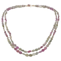 Collier à double rang en or 14 carats avec saphirs Umba multicolores