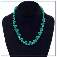 Green Onyx Necklace with Jeweled Sterling Silver Box Clasp by Nouveau Boutique