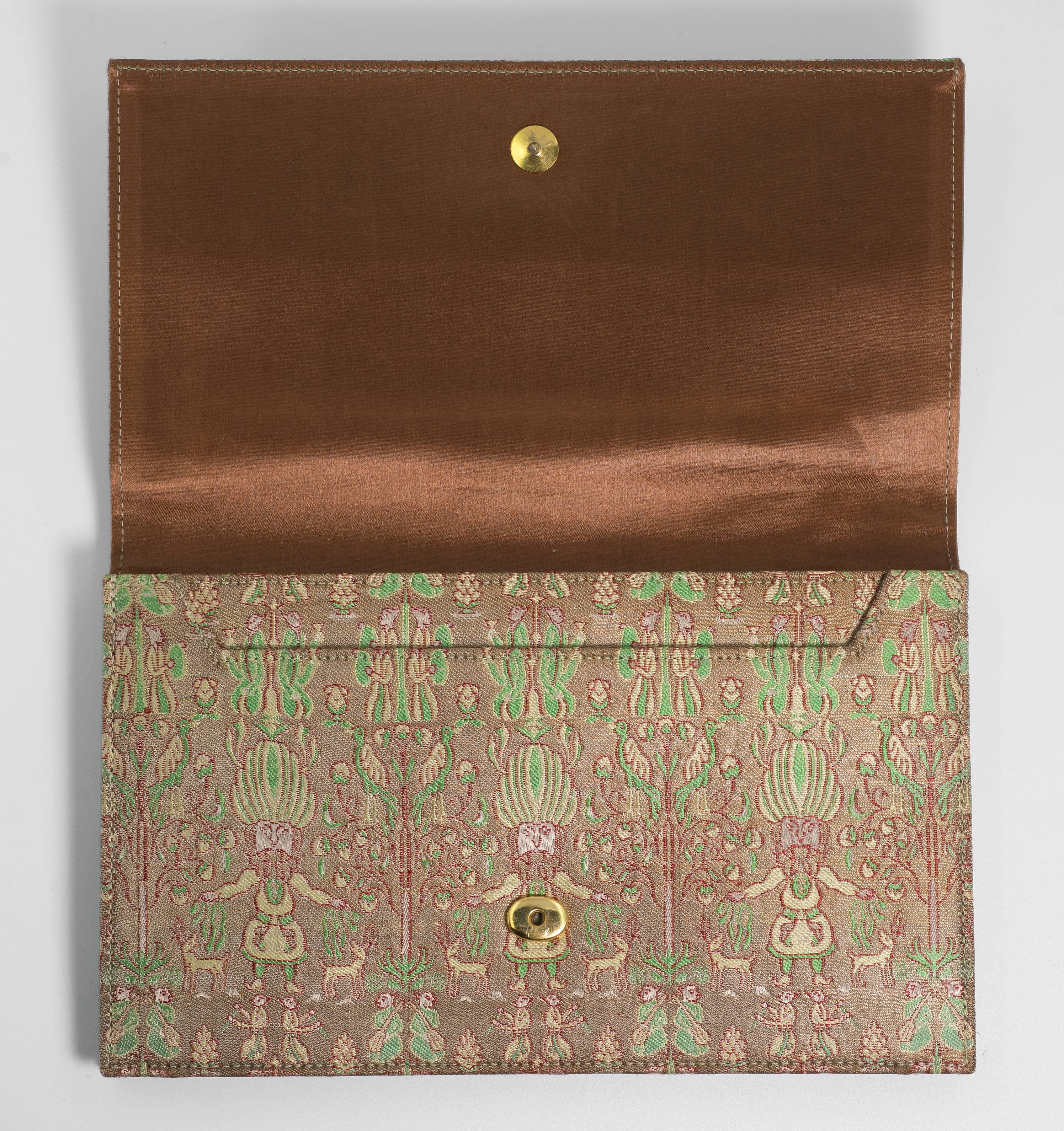 Mint condition vintage Bianchini Ferrier silk Persian themed fabric for Cartier evening pochettes made by Clive Shilton, who designed and made Princess Diana's bridal purse and shoes.

These are all offered here on 1stdibs for the first time. Made