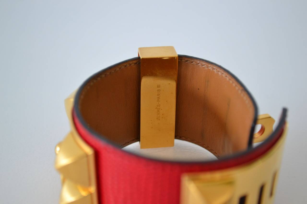 Hermes Collier de Chien CDC Lizard Rouge Braise bracelet 3