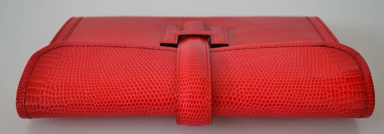 Hermès Jige Lizard Rouge Braise clutch Lizard Rouge Braise 1