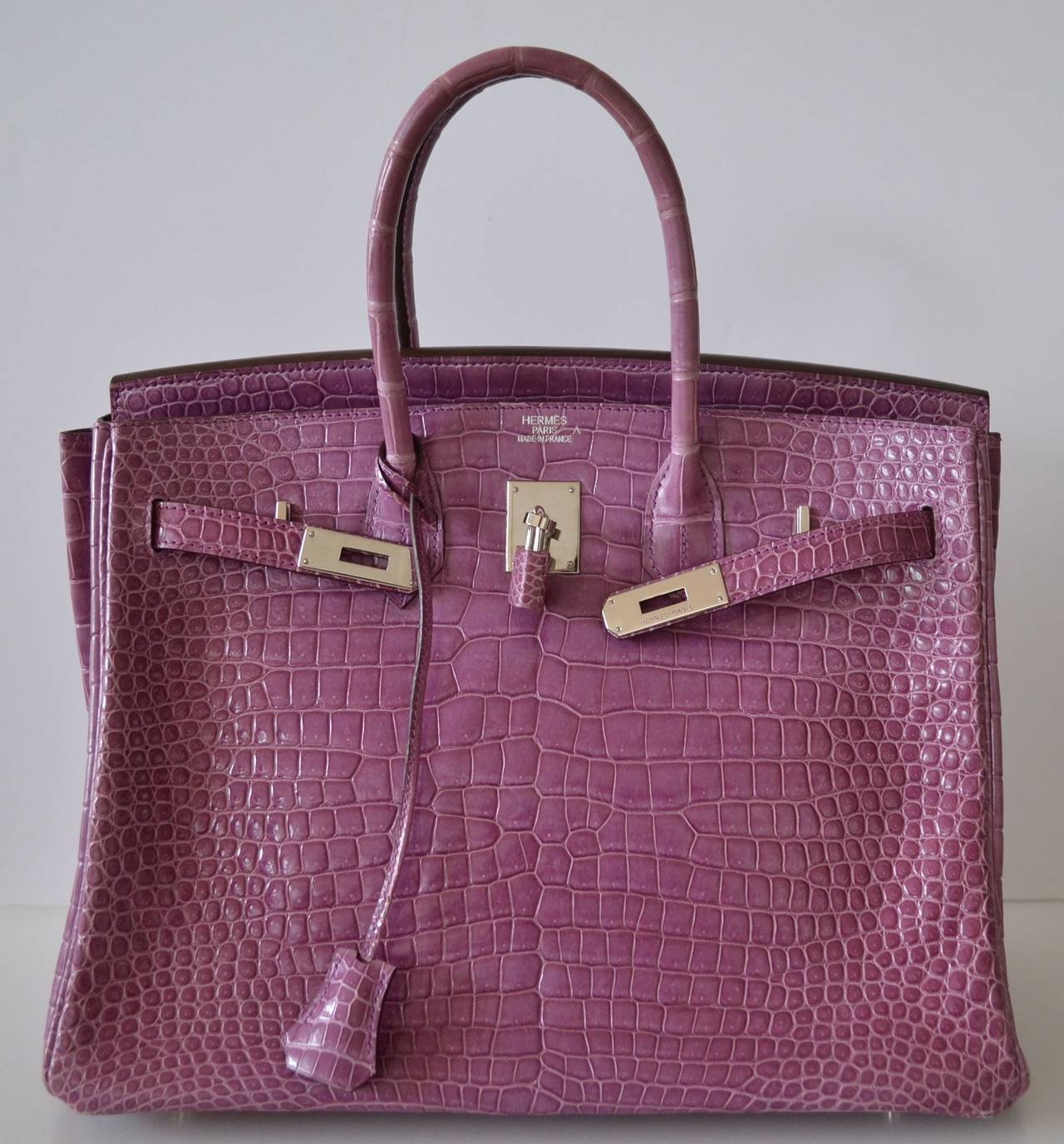 Hermès Birkin 35 Violet Crocodile Porosus phdw In Excellent Condition In Paris, FR