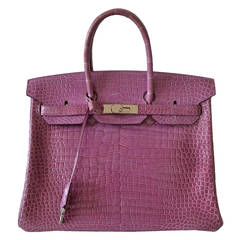 Hermès Birkin 35 Violet Crocodile Porosus phdw