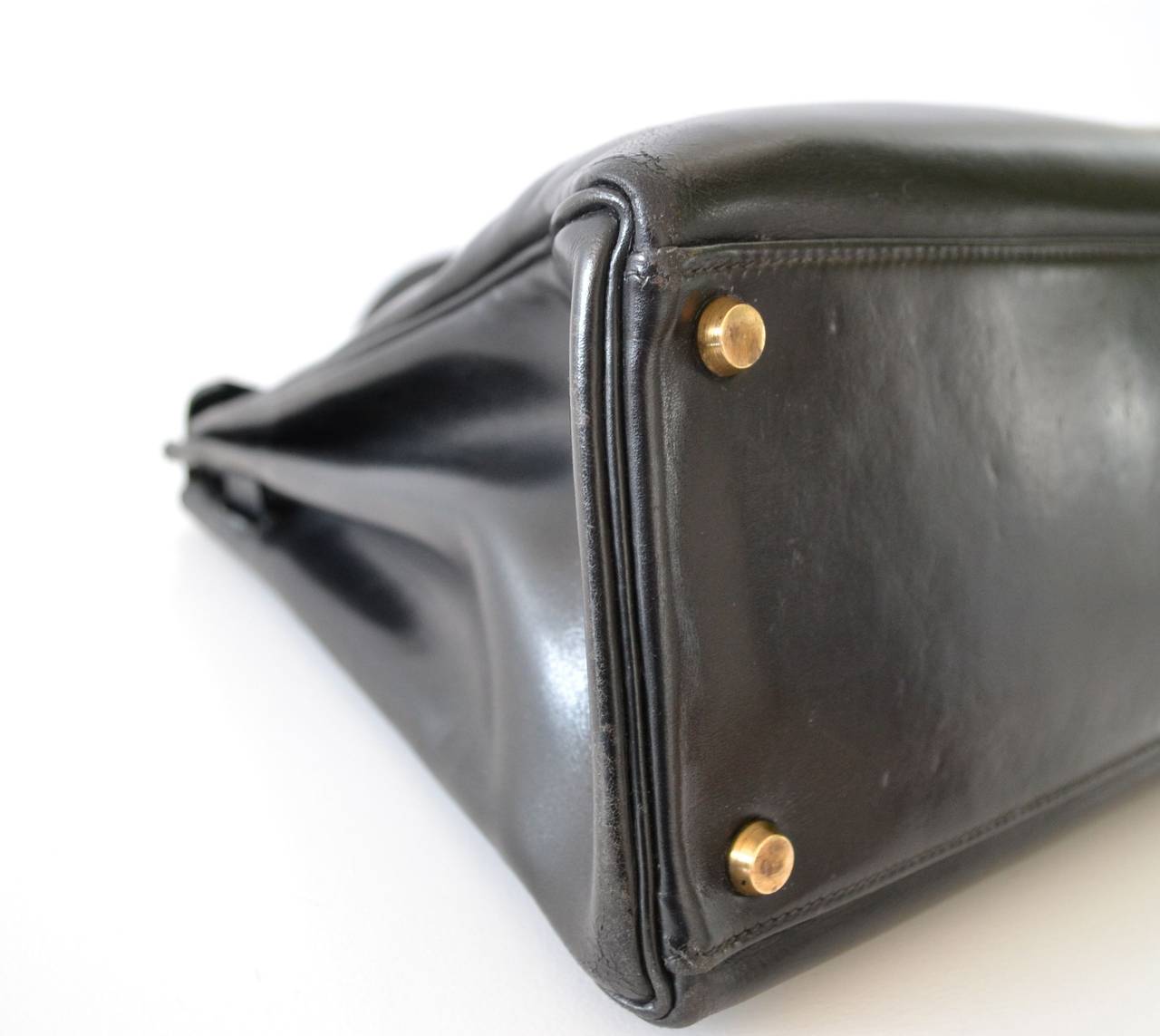 birkin inspired handbags - Hermes Kelly 32 Black Box Retourne at 1stdibs