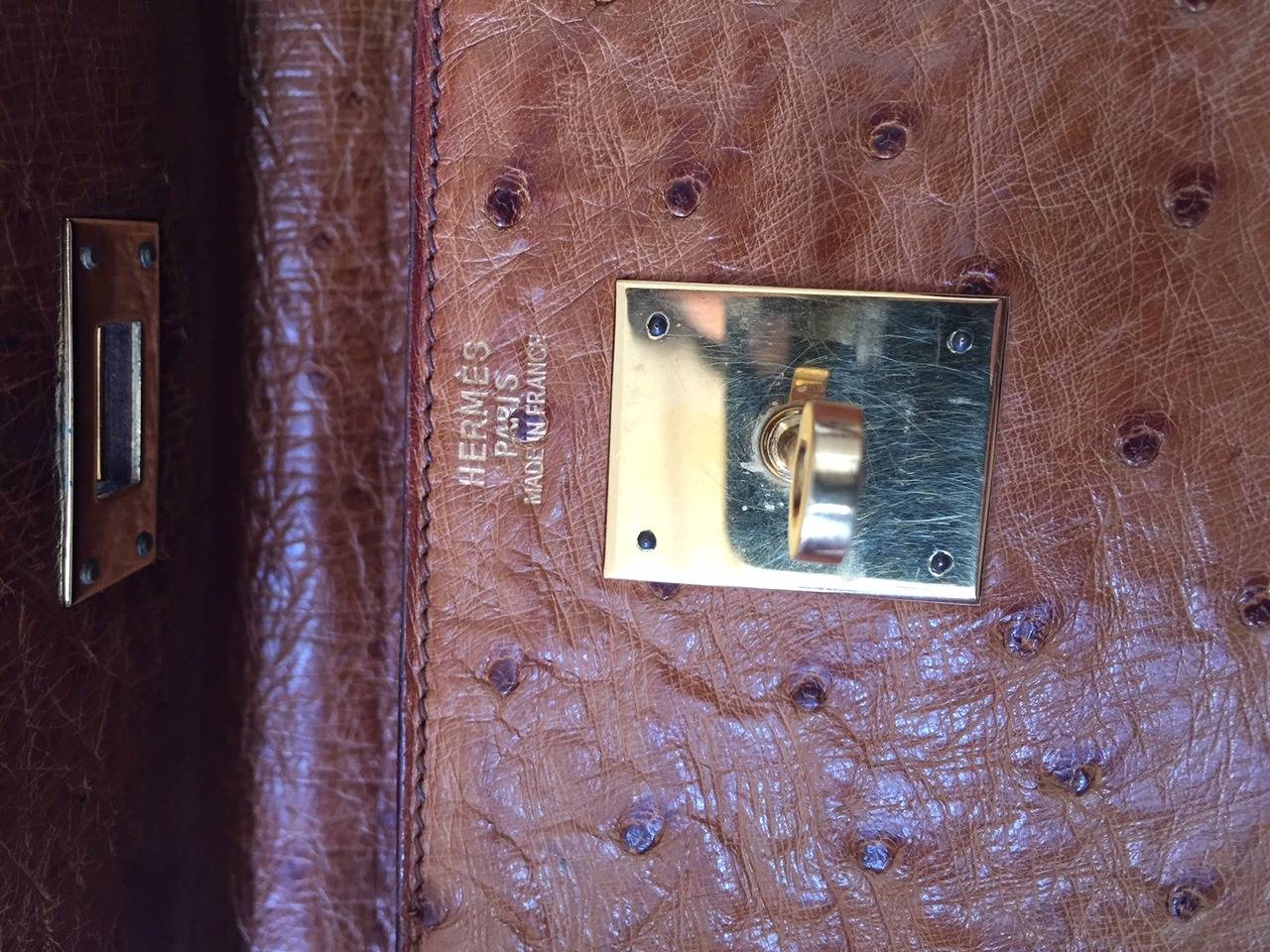 Hermès Kelly 32 Ostrich Gold Sellier 3