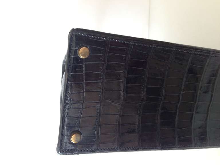 Women's Hermes Kelly 28 black Porosus crocodile