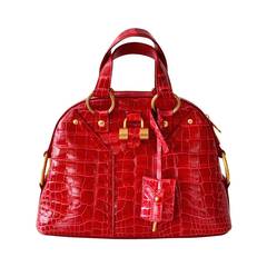 Yves Saint Laurent Muse Crocodile Alligator Red Cherry