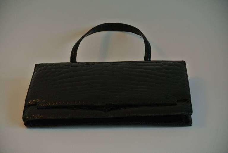 Black Vintage handbag in crocodile