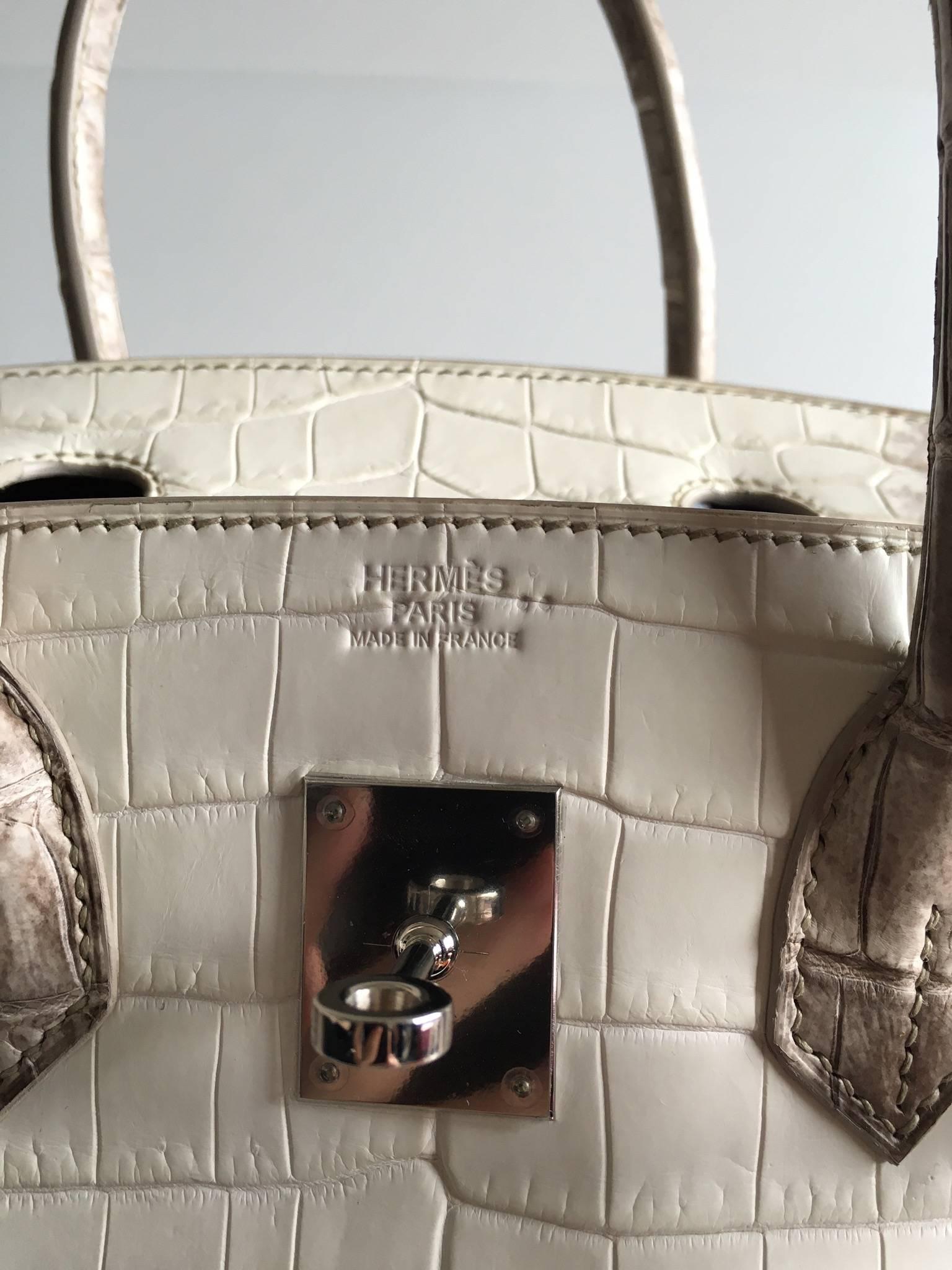 Women's or Men's New Hermès Birkin 30 Himalaya White Matte Niloticus 2015