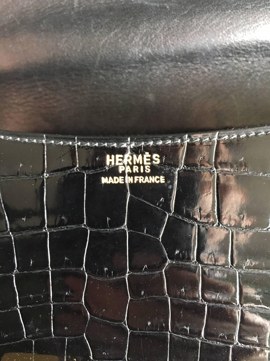 Hermes Constance 23 Black Crocodile Porosus For Sale at 1stdibs  