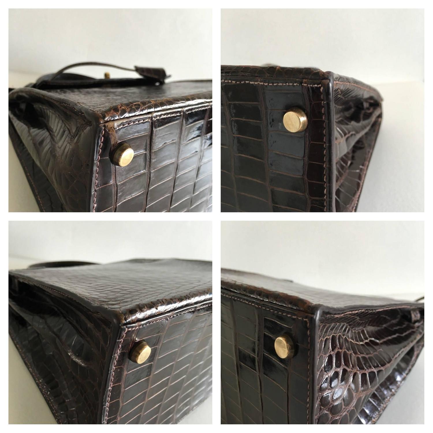 Hermes Kelly 28 Havane crocodile Porosus For Sale at 1stdibs  