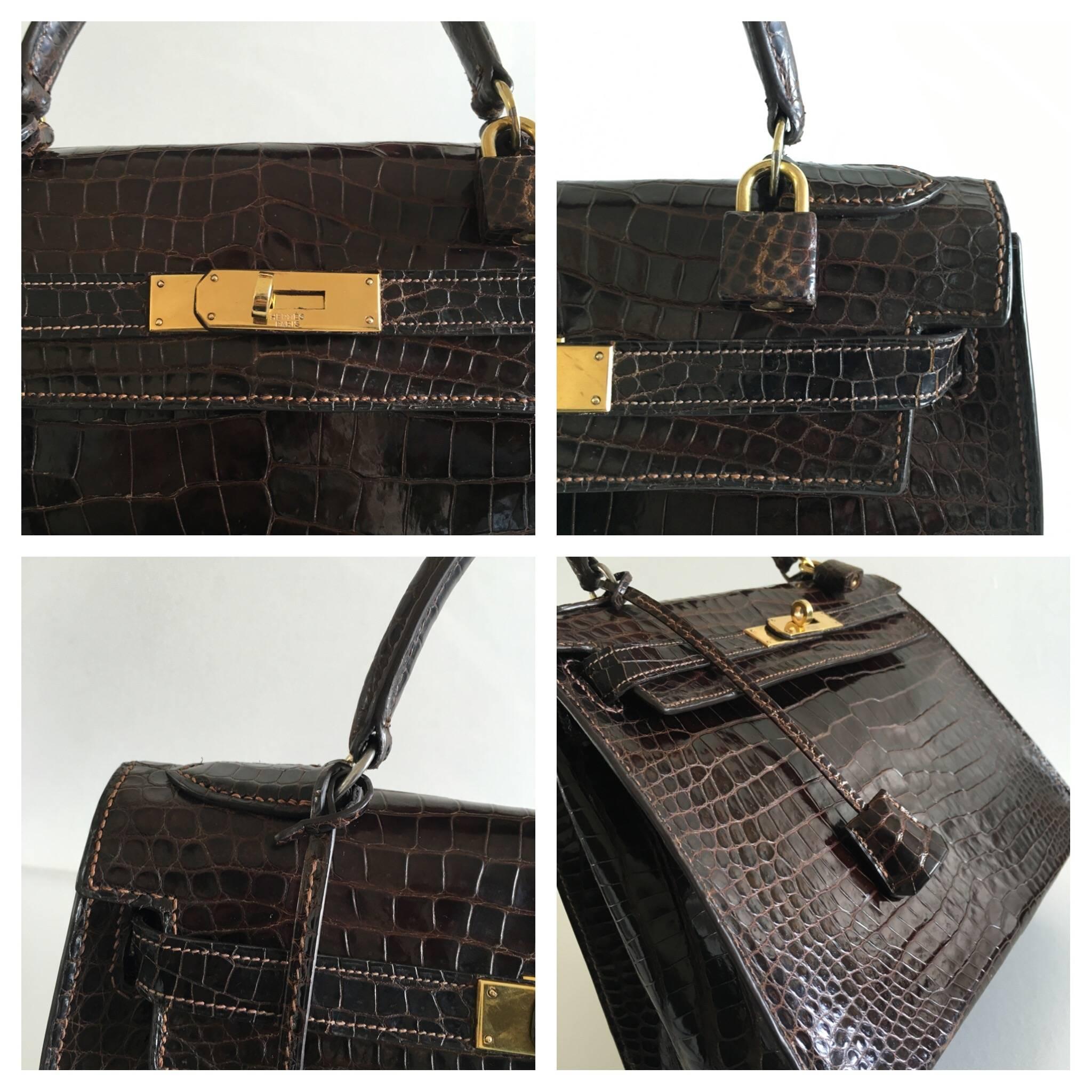 Hermes Kelly 28 Havane crocodile Porosus 2