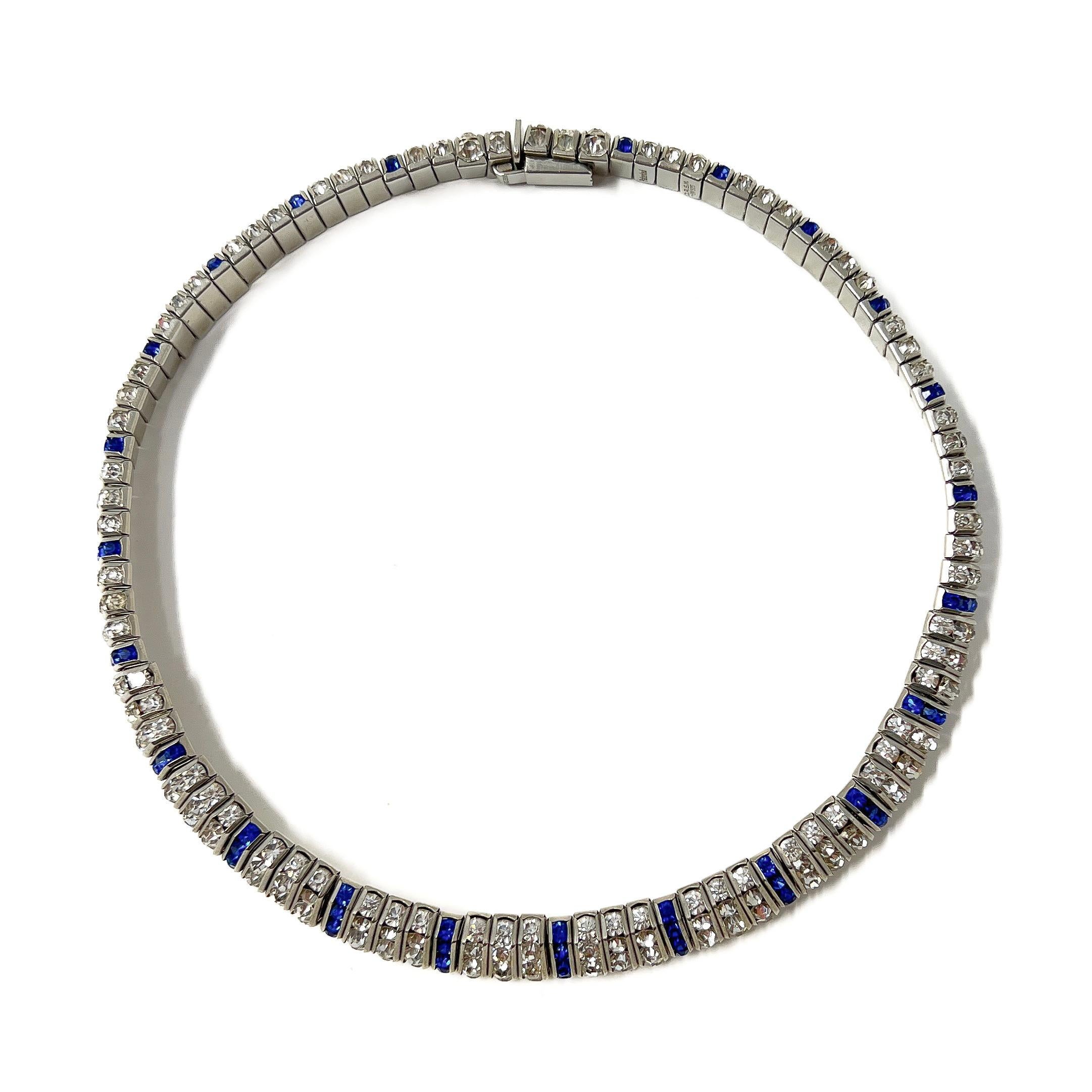 Schreiber and Hiller 1930s Art Deco Antique Channel Set Paste Collar For Sale 2