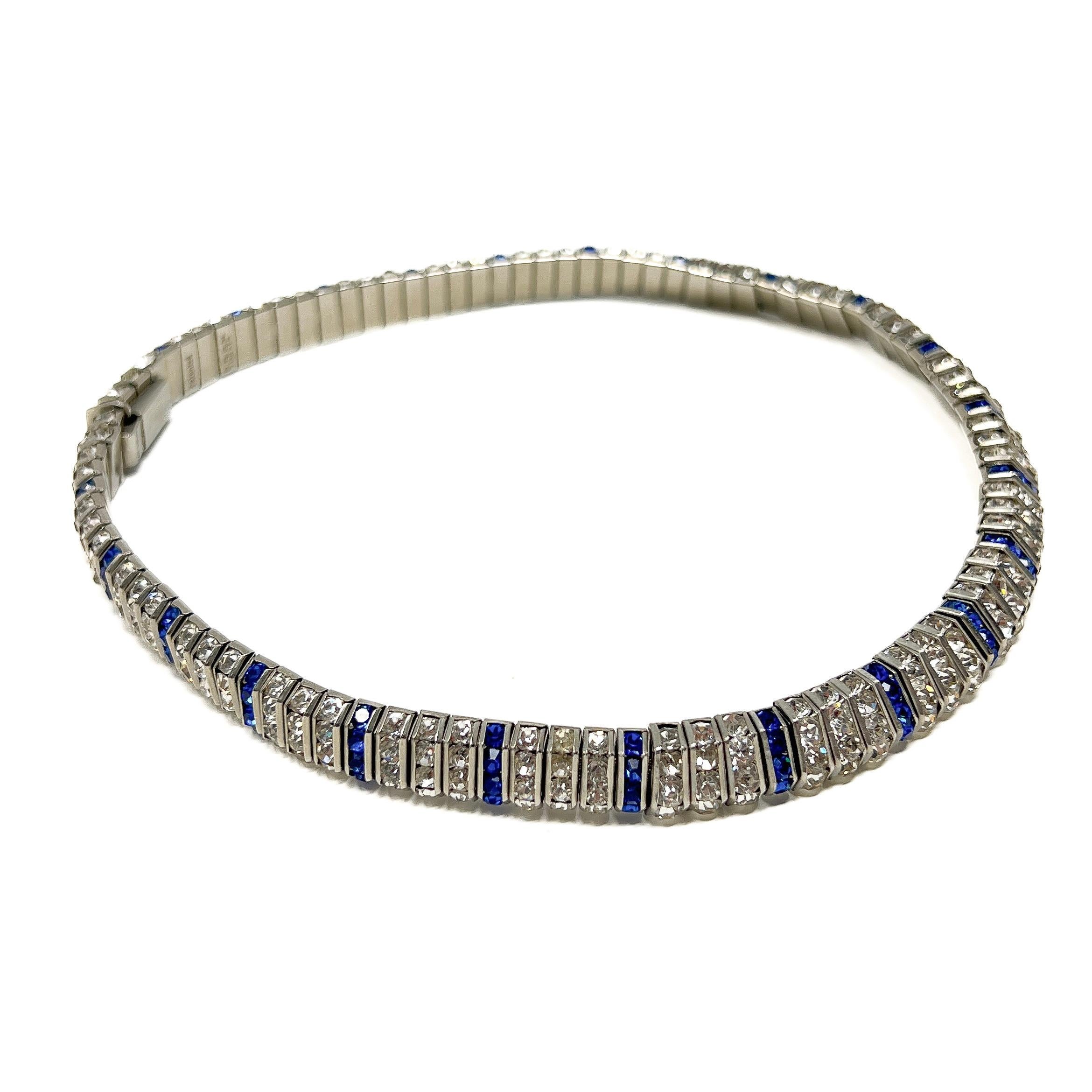 Schreiber and Hiller 1930s Art Deco Antique Channel Set Paste Collar For Sale 5