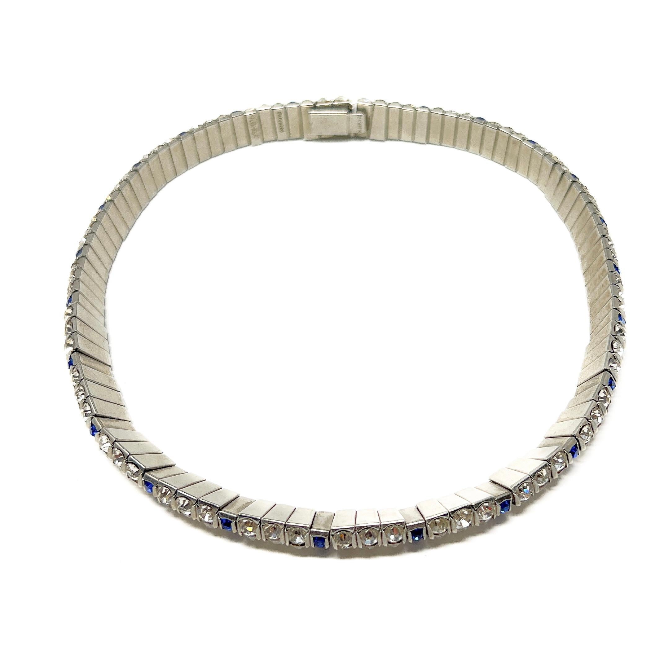 Schreiber and Hiller 1930s Art Deco Antique Channel Set Paste Collar For Sale 6