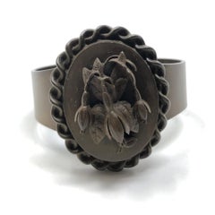 Bracciale antico vittoriano in vulcanite con disegno fucsia