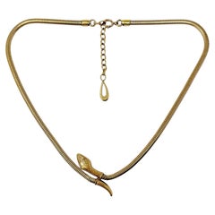 Collier vintage des années 1950, plaqué or, motif serpent