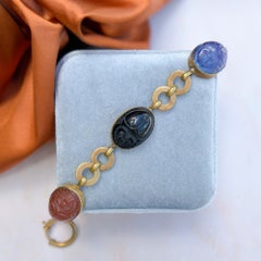 Pulsera antigua de escarabajo de cristal, estilo neoeegipcio, de alrededor de 1920