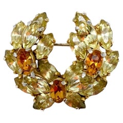 Christian Dior by Mitchel Maer 1950s Vintage Rhinestone Wreath Brooch