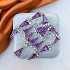 Art Deco 1920s Silver, Glass and Paste Vintage Necklace and Earrings Set