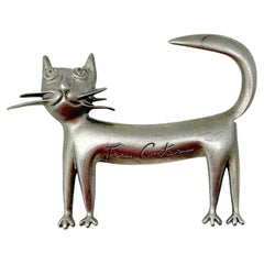 Comité Jean Cocteau, A. Madeline und Flammarion, Vintage-Katzenbrosche von 1997